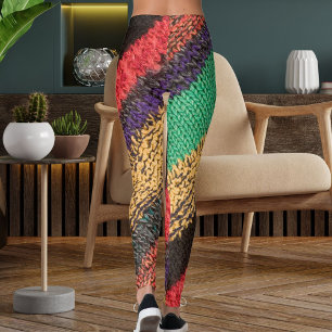 Leggings Suéter de punto de lana colorido con rayas gráfica