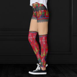 Leggings Suéter fea de barrido corto alto | Piel media