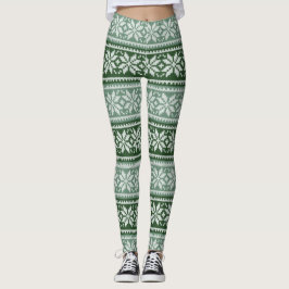 Leggings Suéter verde/blanco festivo y acogedor