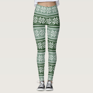 Leggings Suéter verde/blanco festivo y acogedor