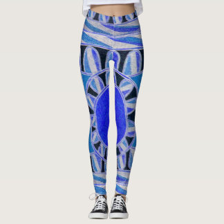 Leggings SUN SOLAR ENERGÍA Resumen Azul geométrico blanco