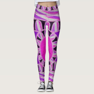 Leggings SUN SOLAR ENERGÍA Resumen Geométrico Rosa, Blanco