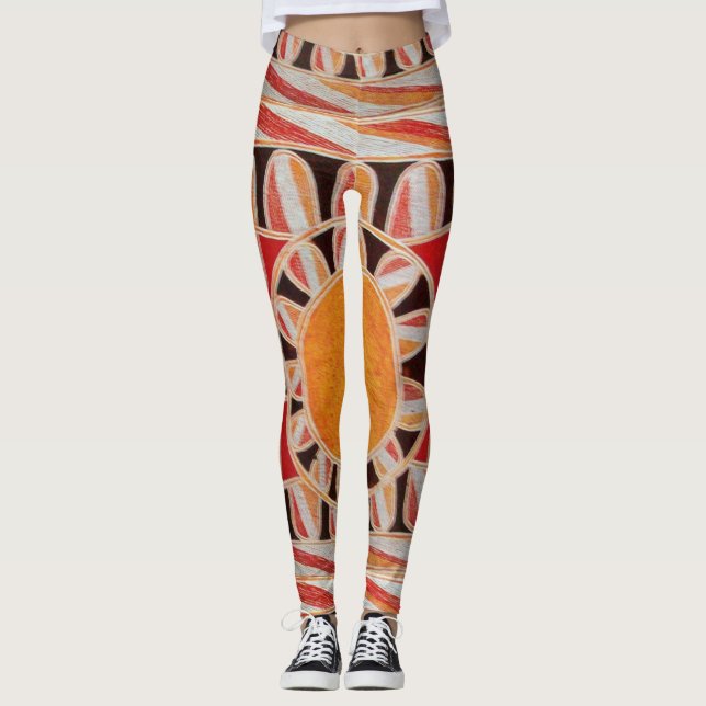 Leggings SUN SOLAR ENERGY Resumen Naranja rojo geométrico (Anverso)