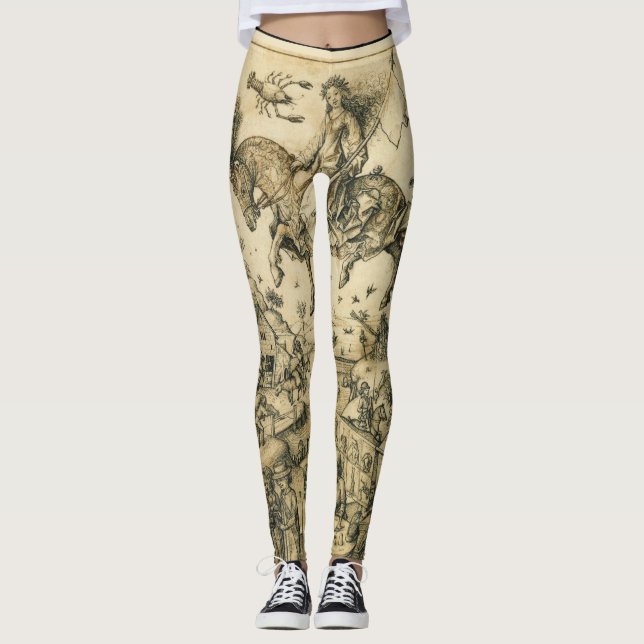 Leggings SUN Y MOON Dibujo de Astrología Blanco Negro Antig (Anverso)