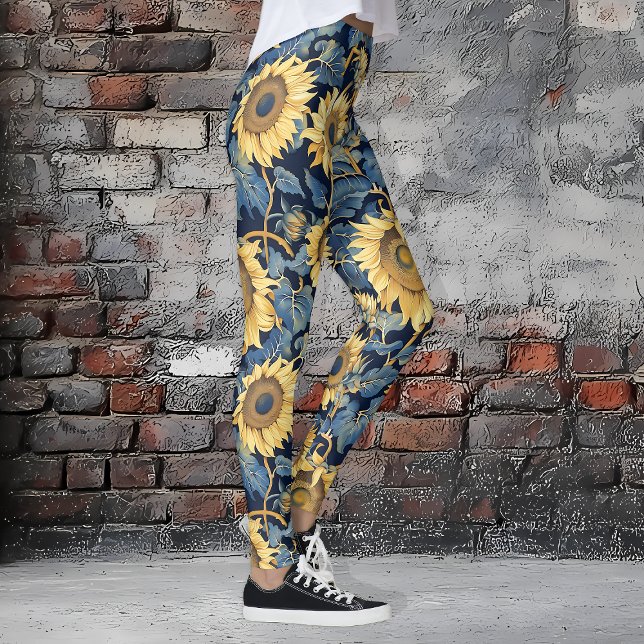 Leggings Sunflower Art Nouveau (Art Nouveau Sunflowers Leggings)