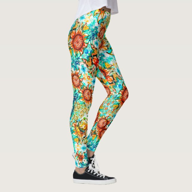 Leggings Sunflower Craze colorido patrón de verano (Derecha)