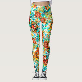 Leggings Sunflower Craze colorido patrón de verano