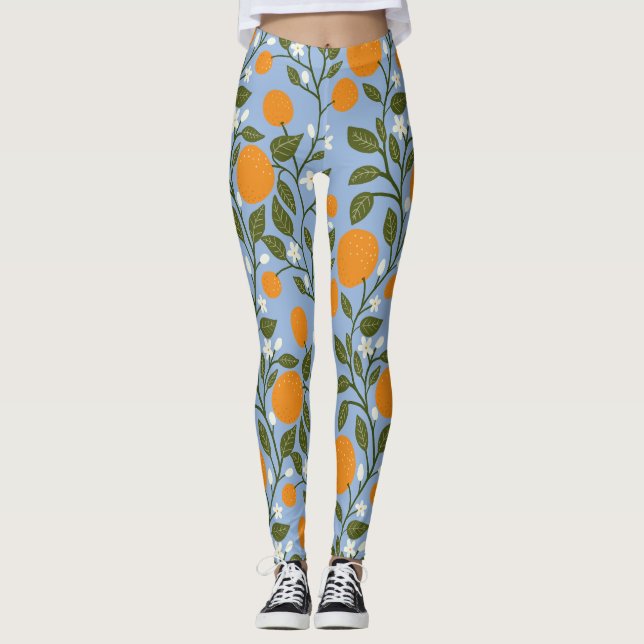 Leggings Sunny Citrus Naranjas Grove Pattern (Anverso)