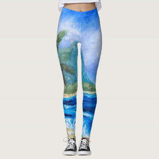 Leggings Sunny Hawaii Beach Pintando Palm del paraíso tropi