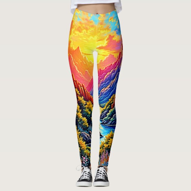 Leggings  Sunset Canyon River Art (Anverso)