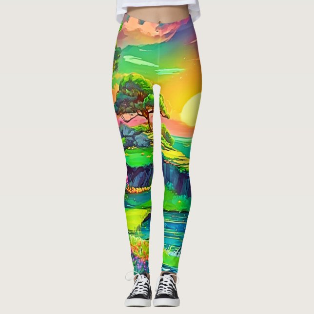 Leggings Sunset Cliff Paradise Art (Anverso)