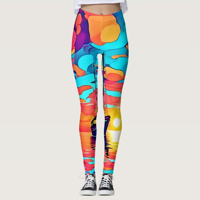 Leggings Sunset Sailboat Dreamscape (Anverso)