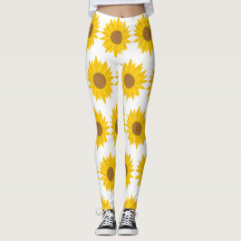 Leggings Sunshine Yellow Sunflower Flor Floral