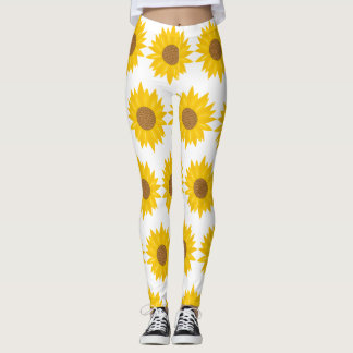 Leggings Sunshine Yellow Sunflower Flor Floral