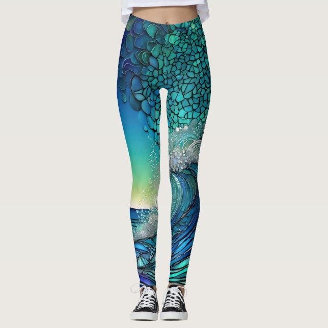 Leggings Superficie marino surrealista (Anverso)