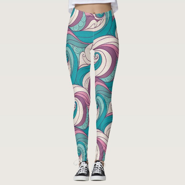 Leggings Surreal Abstract Waves Pattern – Dreamlike Fluid  (Anverso)