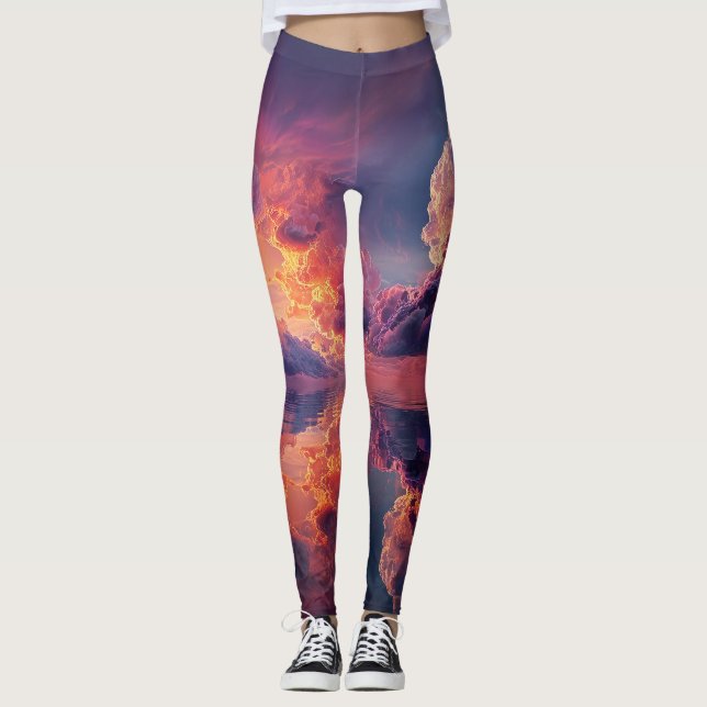 Leggings Surreal Dramatic Clouds With Fiery Sunset (Anverso)