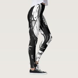 Leggings surrealista en blanco y negro