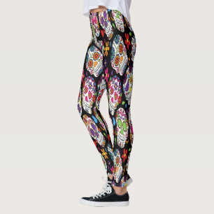 Leggings Surtido de cráneo del azúcar del arco iris