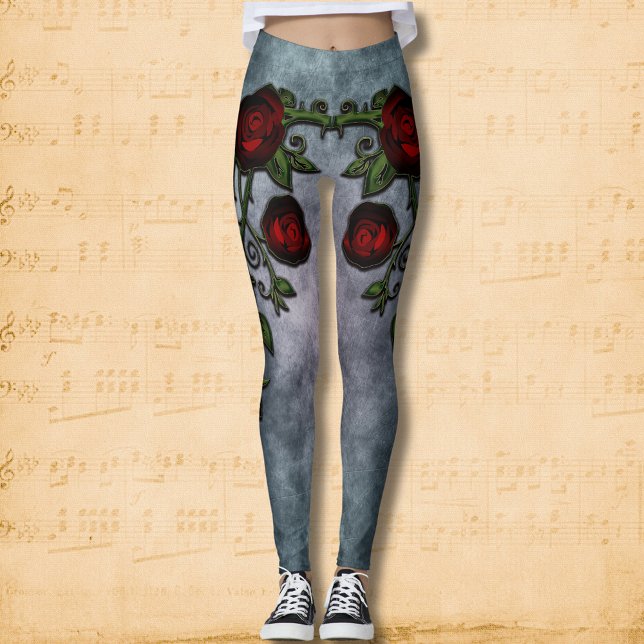 Leggings Susurros de terciopelo: Rosas góticos curvos (Subido por el creador)