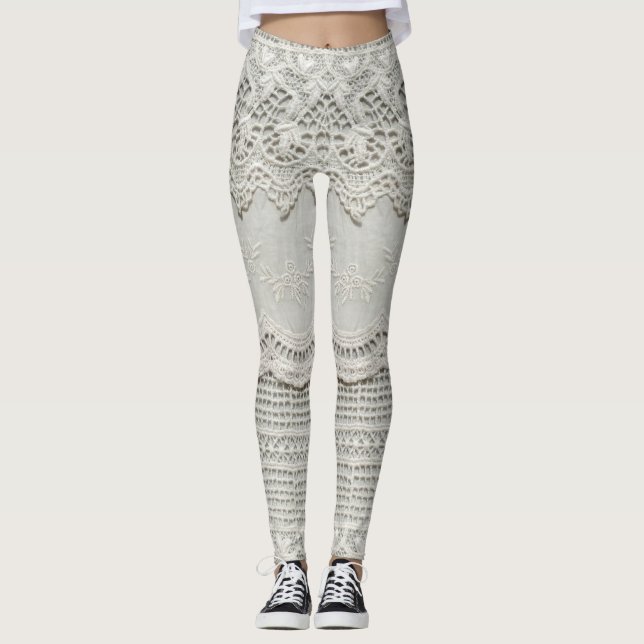 Leggings Sutil encaje blanco, cierre textil. (Anverso)
