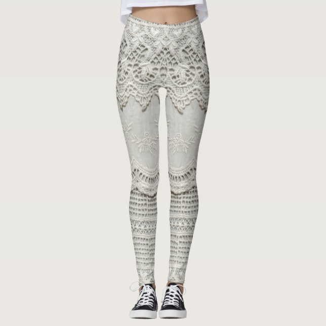 Leggings Sutil encaje blanco, cierre textil. (Anverso)