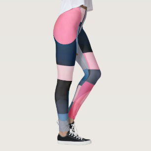 Leggings Sutiles Blues y Rosa en abstracción geométrica