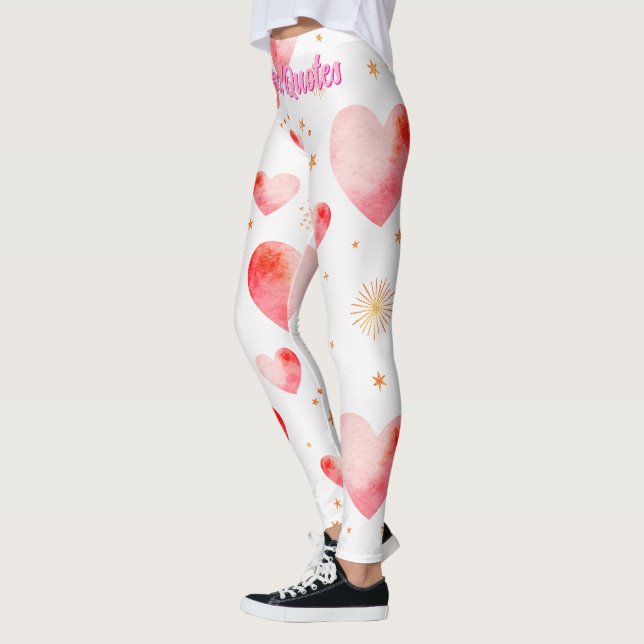 Leggings Sweet Valentine Heart Pattern with Golden Glitter (Izquierda)