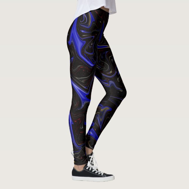 Leggings "Swirl galáctico: El Mármol Espacial Azul y Negro" (Derecha)