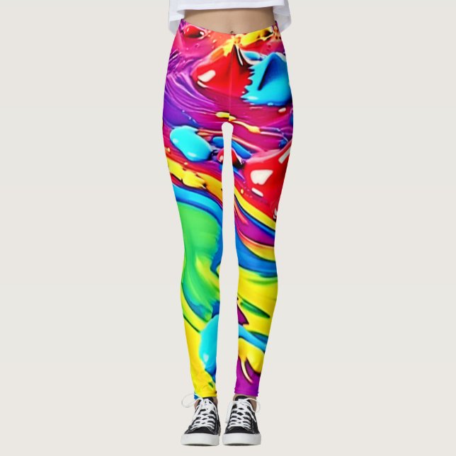 Leggings Swirling Vibrant Paint Art (Anverso)