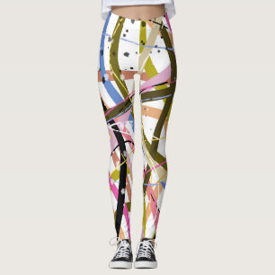 Leggings Swirls Naranja Green Blue Black Design