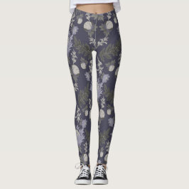 Leggings Symmetrical dark purple floral pattern