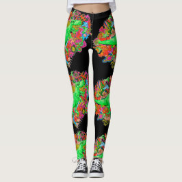 Leggings T-Rex psicodélico