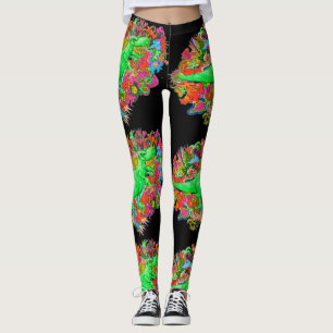 Leggings T-Rex psicodélico