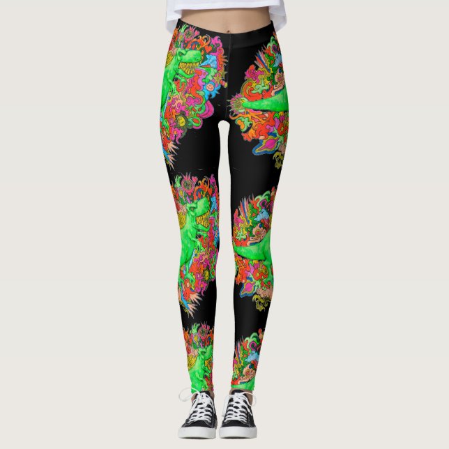 Leggings T-Rex psicodélico (Anverso)