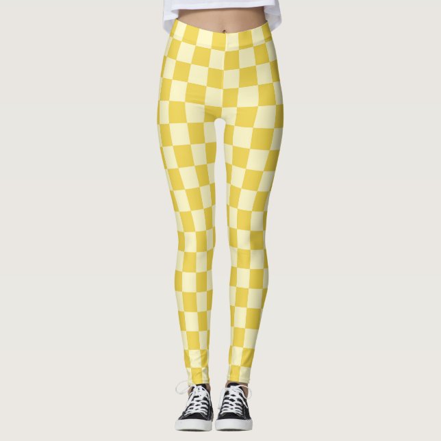 Leggings Tablero de ajedrez amarillo (Anverso)
