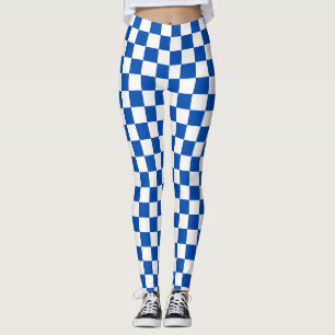 Leggings Tablero de ajedrez clásico azul cobalto