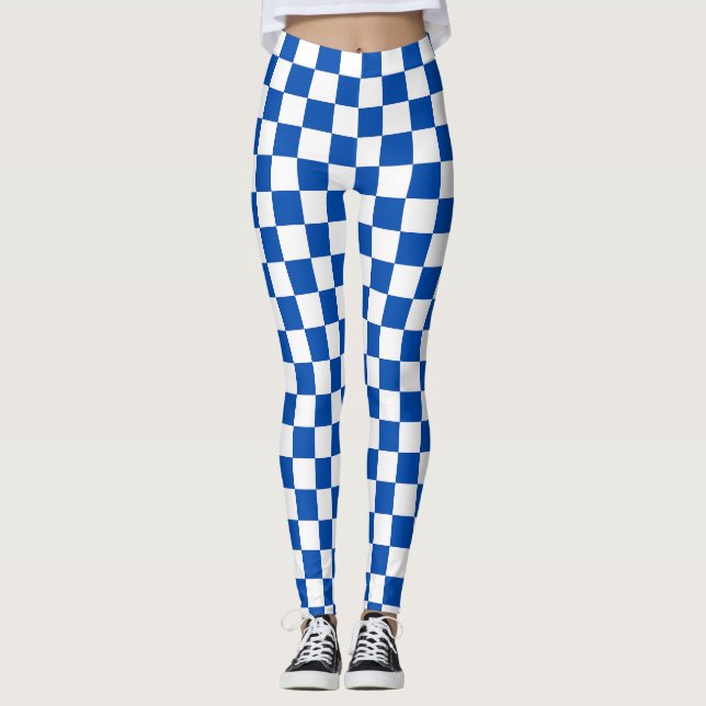 Leggings Tablero de ajedrez clásico azul cobalto (Anverso)