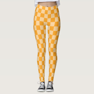 Leggings Tablero de ajedrez de naranja y naranja claro