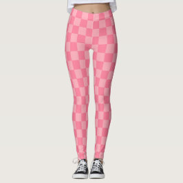 Leggings Tablero de ajedrez rosa elegante