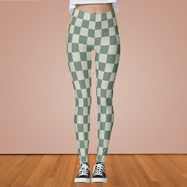 Leggings tablero de ajedrez verde