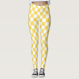 Leggings Tablero de ajedrez visual clásico amarillo