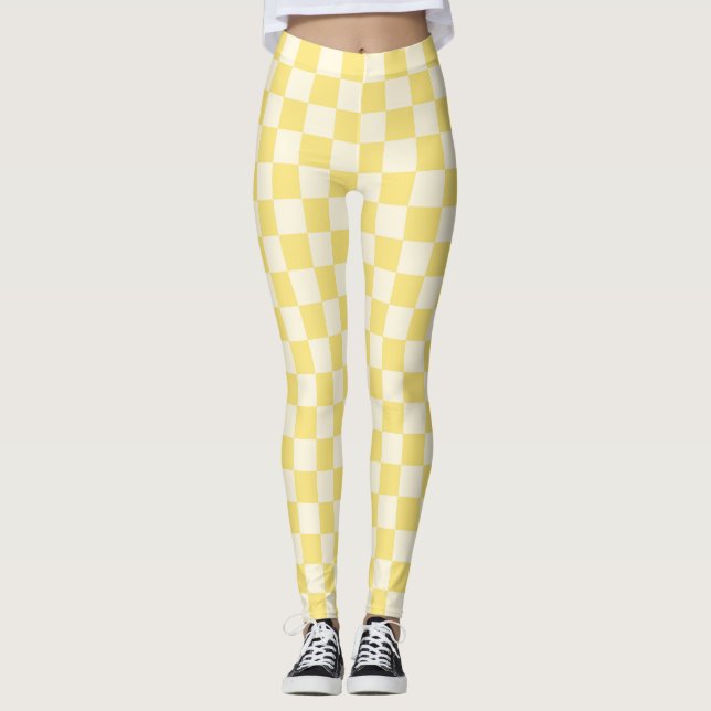 Leggings Tablero de cheques amarillo (Anverso)