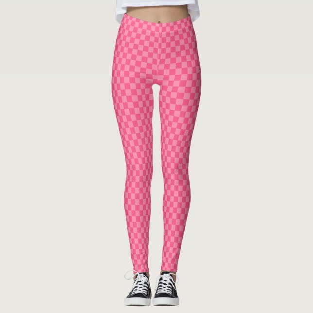 Leggings Tablero de cheques rosa (Anverso)