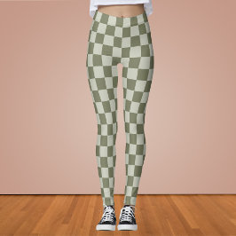 Leggings Tablero de cheques verde de sabio