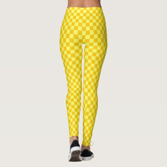Leggings Tablero de damas amarillo de la combinación de (Reverso)