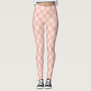 Leggings Tablero de verificación rosa y crema