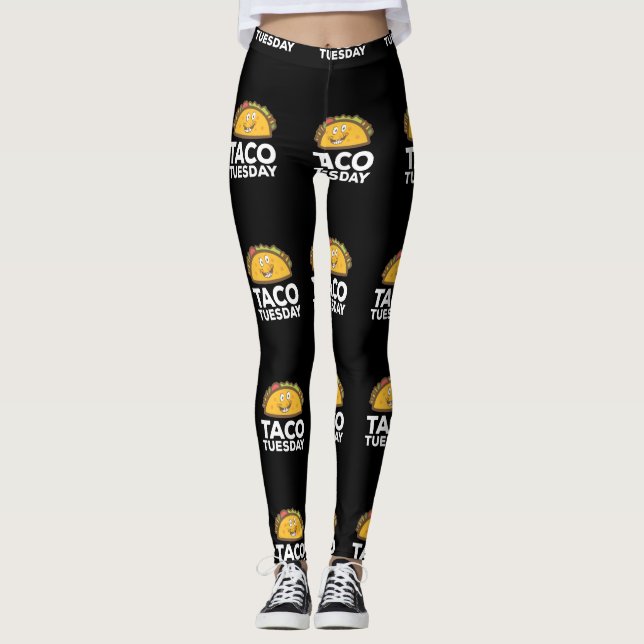 Leggings Taco divertido y divertido martes sonriente Taco (Anverso)