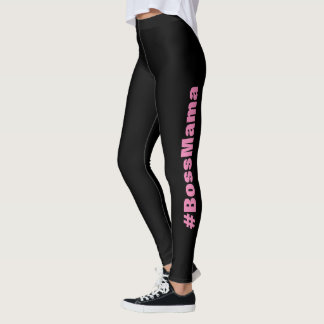 Leggings Talla personalizada de mamá, jefe negro rosado