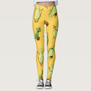 Leggings Taller de aguacate: Patrón de acuarela divertida
